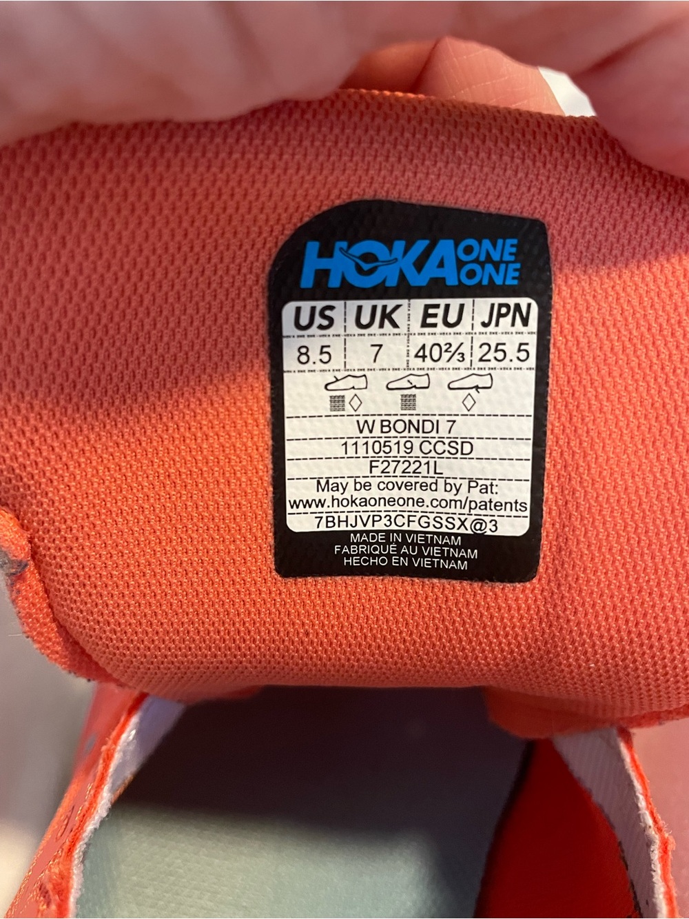 *EUC* HOKA One One Bondi 7 Running Shoes - Wmn's Sz 8.5 - Orange - Comfort - Picture 8 of 12
